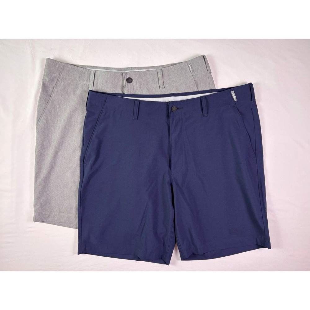 Haggar Performance Golf Shorts Mens 38 Lot of 2 Gray Blue Stretch Active Basic